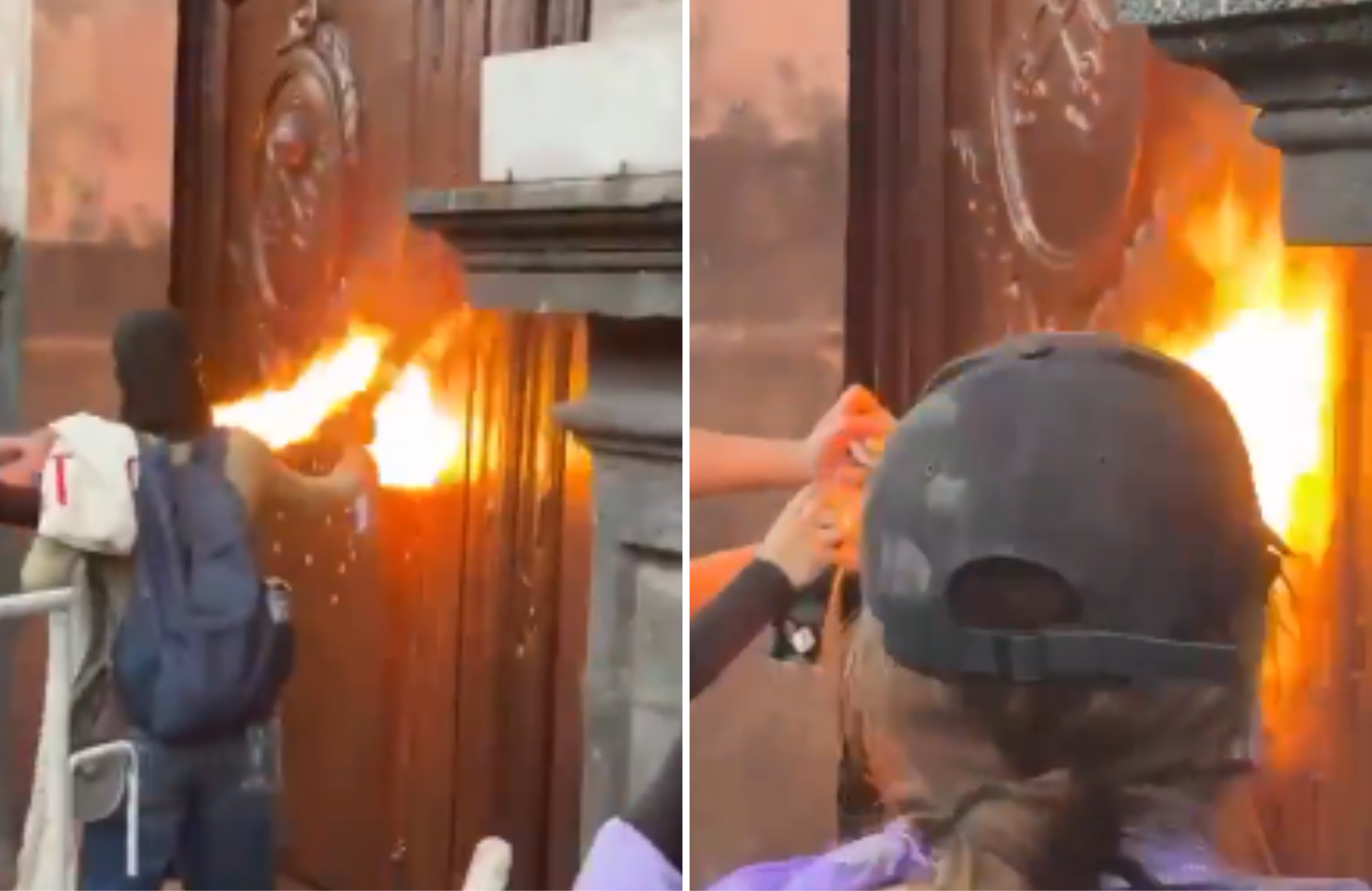 vandalos-mascarados-tentam-incendiar-igreja-em-protesto-feminista-no-mexico